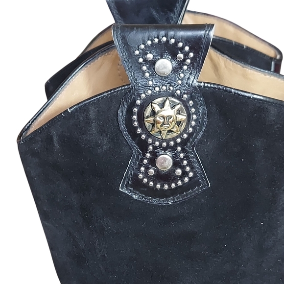 R. Martegani's Sun God Studded Black Leather with Decorative Ankle Strap Boots - Picture 5 of 15